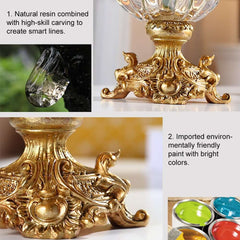 Artificial Orange Floral Arrangement in Gold Glass Planter