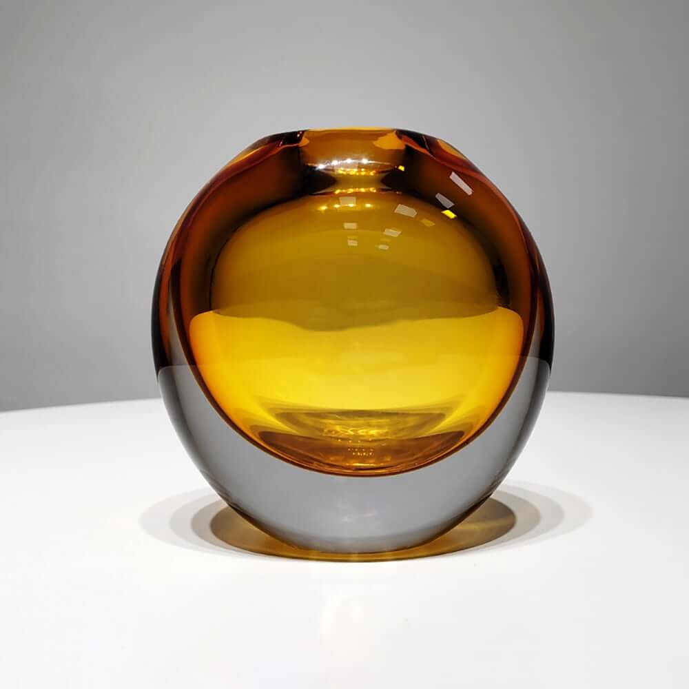 Artificial Orchid Floral Arrangement in Black Glass Planter