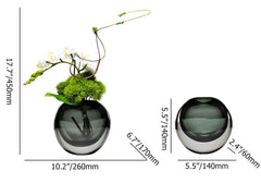 Artificial Orchid Floral Arrangement in Black Glass Planter Dimensions