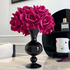 Artificial Rose Floral Arrangement in Black Plastic Planter