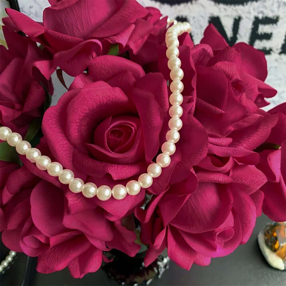 Artificial Rose Floral Arrangement in Black Plastic Planter