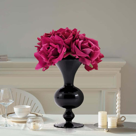 Artificial Rose Floral Arrangement in Black Plastic Planter Main Product Image