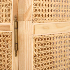 Ash Wood Wardrobe with Rattan Doors and Two Drawers