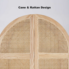 Ash Wood Wardrobe with Rattan Doors and Two Drawers