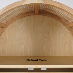 Ash Wood Wardrobe with Rattan Doors and Two Drawers