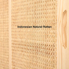 Ash Wood Wardrobe with Rattan Doors and Two Drawers