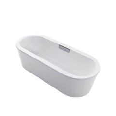 Cast Iron Modern Simple Style Elliptical Roll Top Soaking Freestanding Bathtub in White, 63"L x 29.5"W x 20"H, With Arm Bathtubs