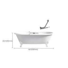 Modern Oval Porcelain Enameled Cast Iron Clawfoot Soaking Bathtub in Roll Top Design - 78cm x 59.5cm Bathtubs