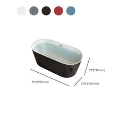 Ink Freestanding Bathtub with Roll Top, Oval Shape, Contemporary Style, Polymethyl Methacrylate (pmma) Material, and Soaking Bath Therapy, 47"L x 26"W x 23"H Bathtubs
