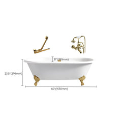 Modern Oval Porcelain Enameled Cast Iron Clawfoot Soaking Bathtub in Roll Top Design - 78cm x 59.5cm Bathtubs