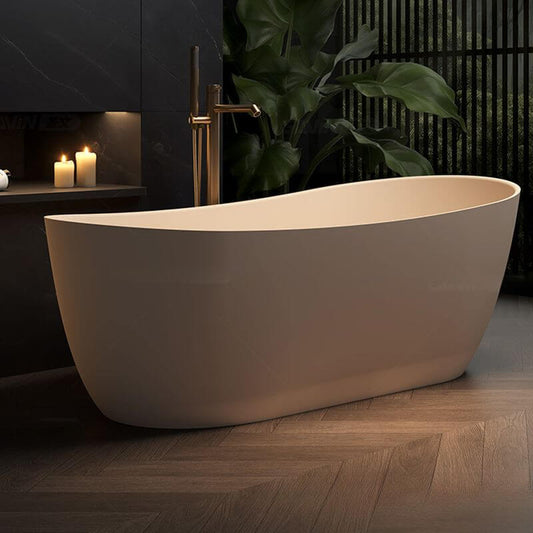 Ink freestanding roll top oval bathtub with soaking design, measuring 51 by 28 by 25 inches