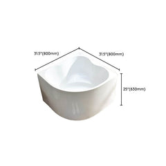 Nook Corner Bathtub with Seat, Back to Wall, Chalk Color, Modern Simple Style, Soaking Therapy, PMMA Material, 31.5"L x 31.5"W x 24.8"H, Tub Bathtubs