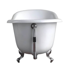 Modern Oval Porcelain Enameled Cast Iron Clawfoot Soaking Bathtub in Roll Top Design - 78cm x 59.5cm Bathtubs
