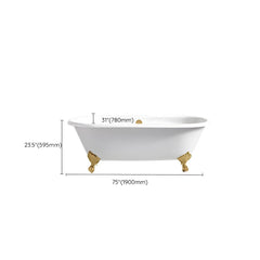 Modern Oval Porcelain Enameled Cast Iron Clawfoot Soaking Bathtub in Roll Top Design - 78cm x 59.5cm Bathtubs