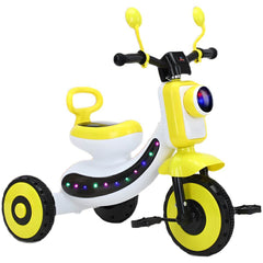 Battery-Powered Kids Tricycle with LED Light Strip & Stable Triangle Frame