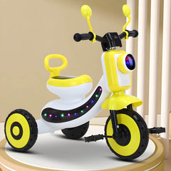 Battery-Powered Kids Tricycle with LED Light Strip & Stable Triangle Frame