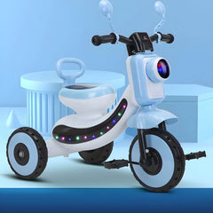Battery-Powered Kids Tricycle with LED Light Strip & Stable Triangle Frame