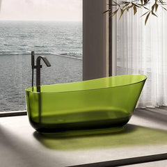 Casual Resin Oval Freestanding Bathtub with Single Slipper Soaking Bathtubs