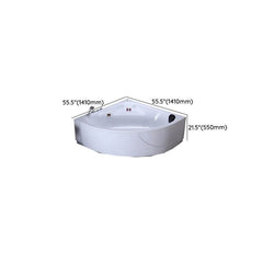 Triangular Back to Wall White Corner Bathtub in a Contemporary Style - Tub Only 44"L x 44"W x 22"H Bathtubs
