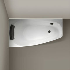 Modern White Acrylic Corner Bathtub for Soaking with Back to Wall Design - Tub with Deck Faucets Left 47"L x 27"W x 23"H Bathtubs