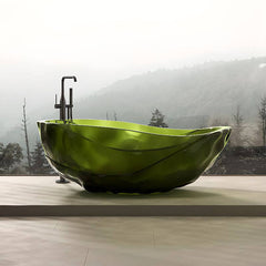 Casual Resin Free Form Freestanding Bathtub with Single Slipper Soaking Design Bathtubs