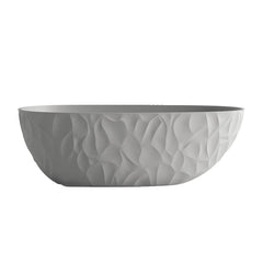 Ink Freestanding Bathtub with Roll Top, Oval Shape, Simplistic Style for Soaking, 59"L x 31"W x 22"H Bathtubs