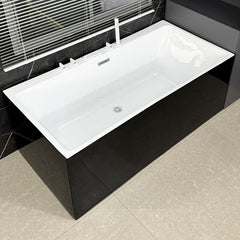 Ink Rectangular Freestanding Bathtub in Contemporary Style with Back to Wall Design, Polymethyl Methacrylate Material, and Soaking Bath Therapy, Tub, 39.4"L x 29.5"W x 24"H Bathtubs