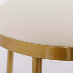 Beige Faux Leather Counter Stool With Footrest