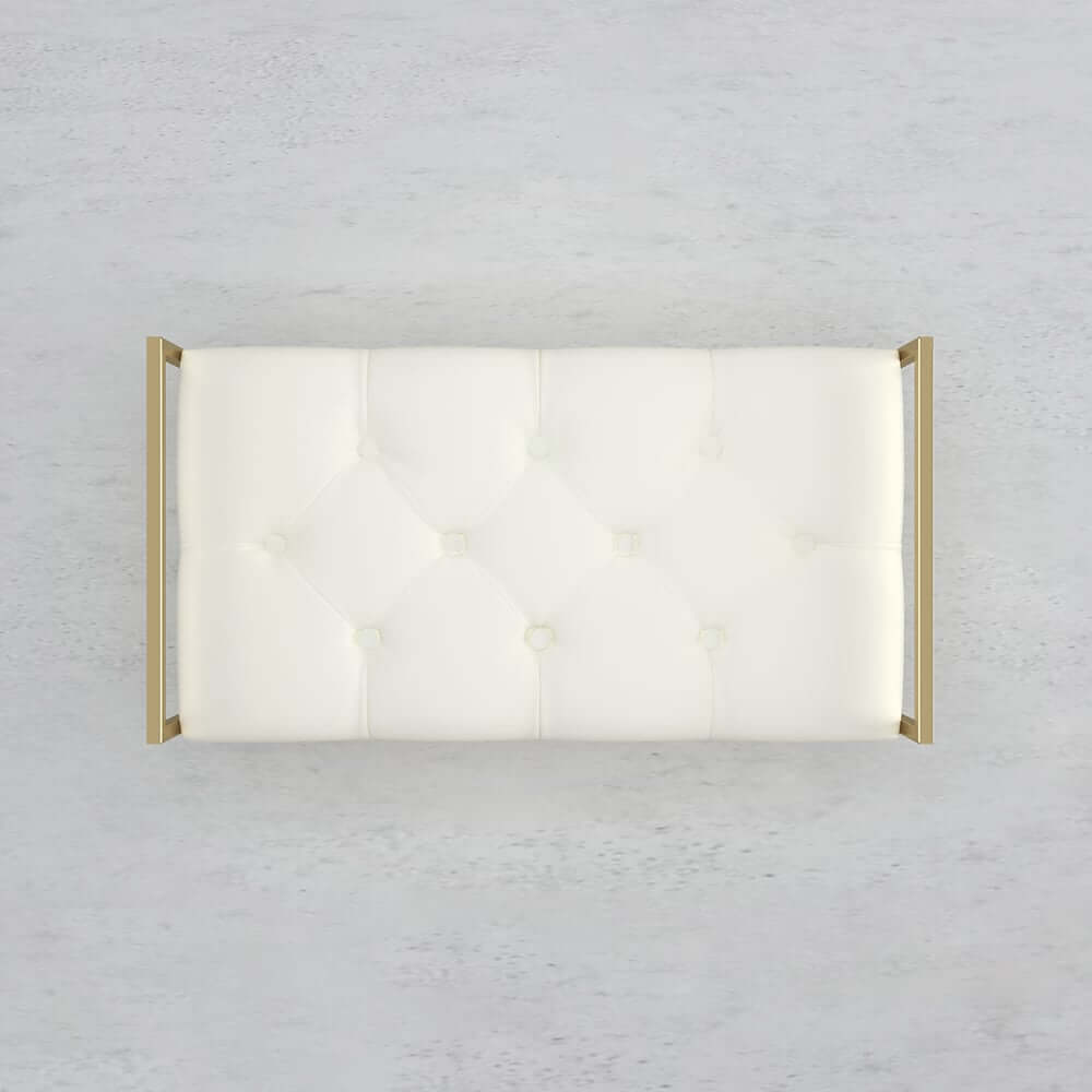 Beige Faux Leather Modern Backless Entryway Bench with Gold Legs