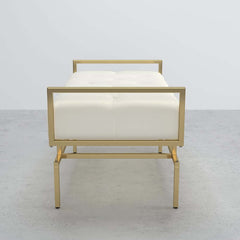 Beige Faux Leather Modern Backless Entryway Bench with Gold Legs