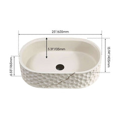 Beige Oval Stone Resin Vessel Sink - Japandi Style Bathroom Sink Dimensions