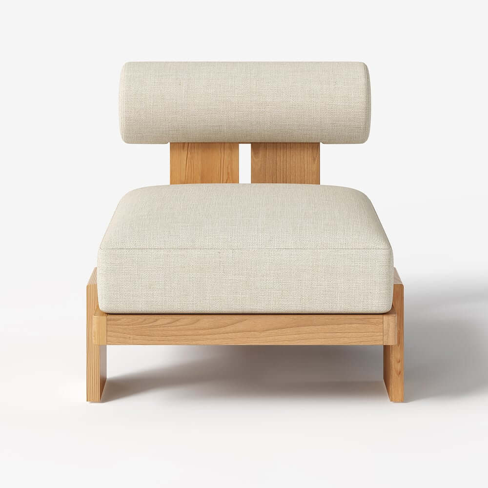 Beige Teak Wood Outdoor Sofa Set with Concrete Coffee Table