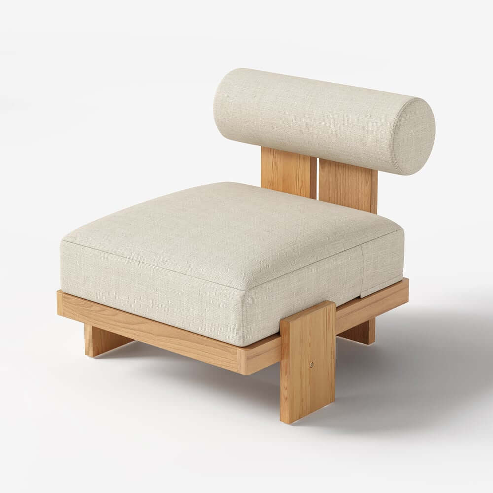 Beige Teak Wood Outdoor Sofa Set with Concrete Coffee Table