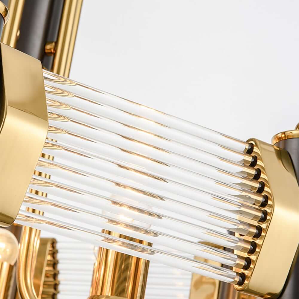 Black & Gold Modern Tiered Chandelier with Adjustable Height