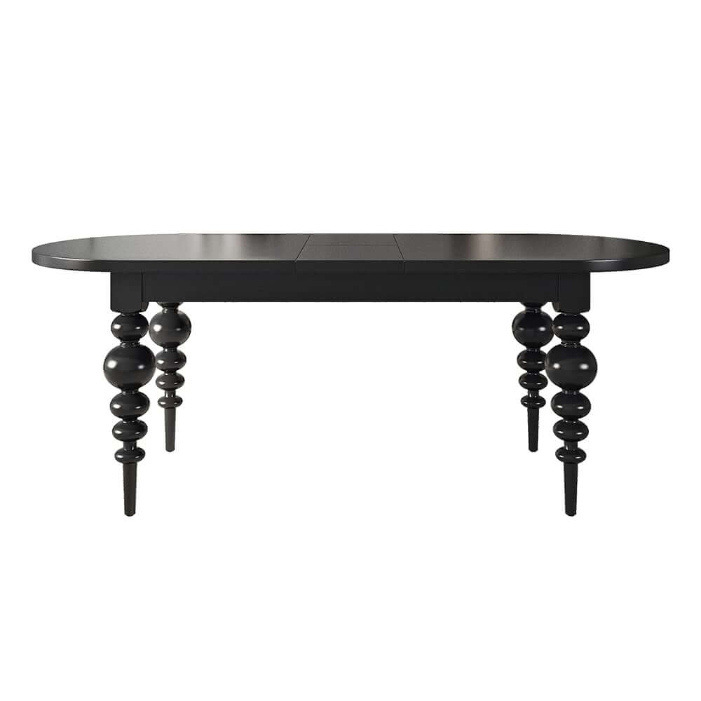 Black Oval Dining Table Set With 4-8 Seats, MDF Top