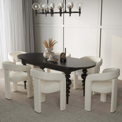 Black Oval Dining Table Set With 4-8 Seats, MDF Top