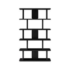 Black Pine Wood Etagere Bookshelf in Japandi Style