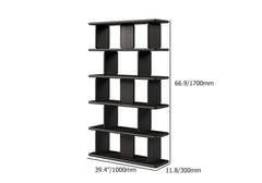 Black Pine Wood Etagere Bookshelf in Japandi Style Dimensions