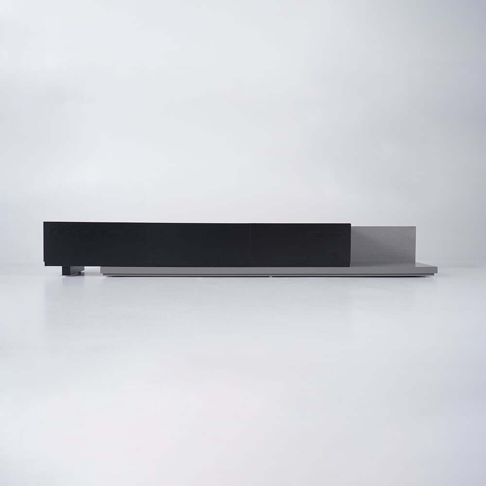 Black Pine Wood Freestanding TV Stand For 80 Inch TVs