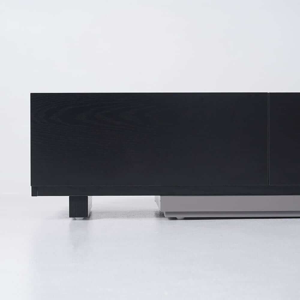 Black Pine Wood Freestanding TV Stand For 80 Inch TVs