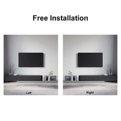 Black Pine Wood Freestanding TV Stand For 80 Inch TVs