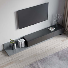 Black Pine Wood Freestanding TV Stand For 80 Inch TVs