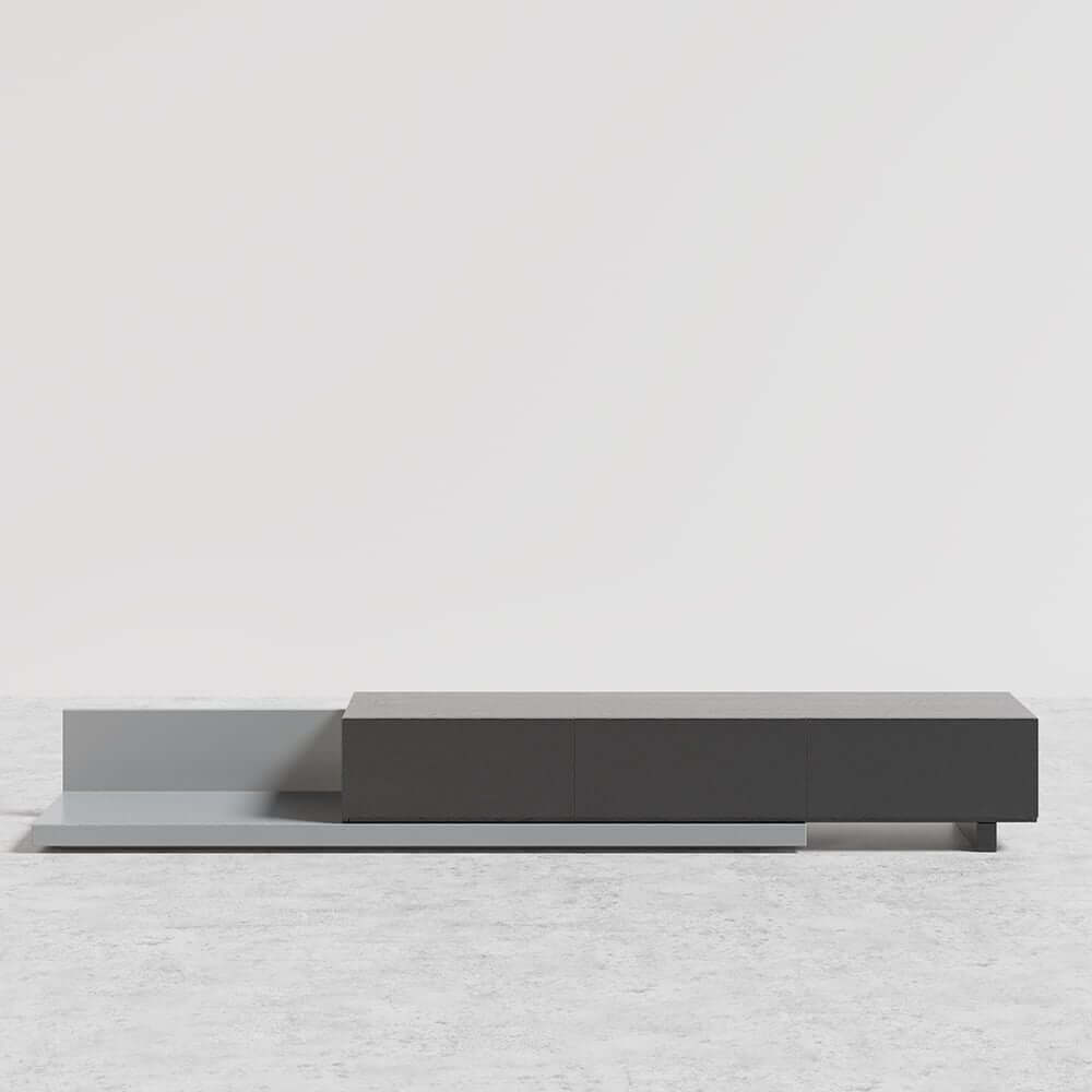 Black Pine Wood Freestanding TV Stand For 80 Inch TVs