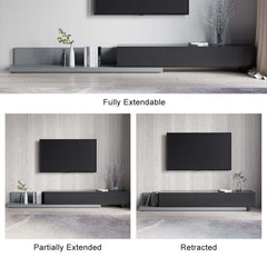 Black Pine Wood Freestanding TV Stand For 80 Inch TVs
