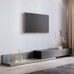 Black Pine Wood Freestanding TV Stand For 80 Inch TVs Main Product Image
