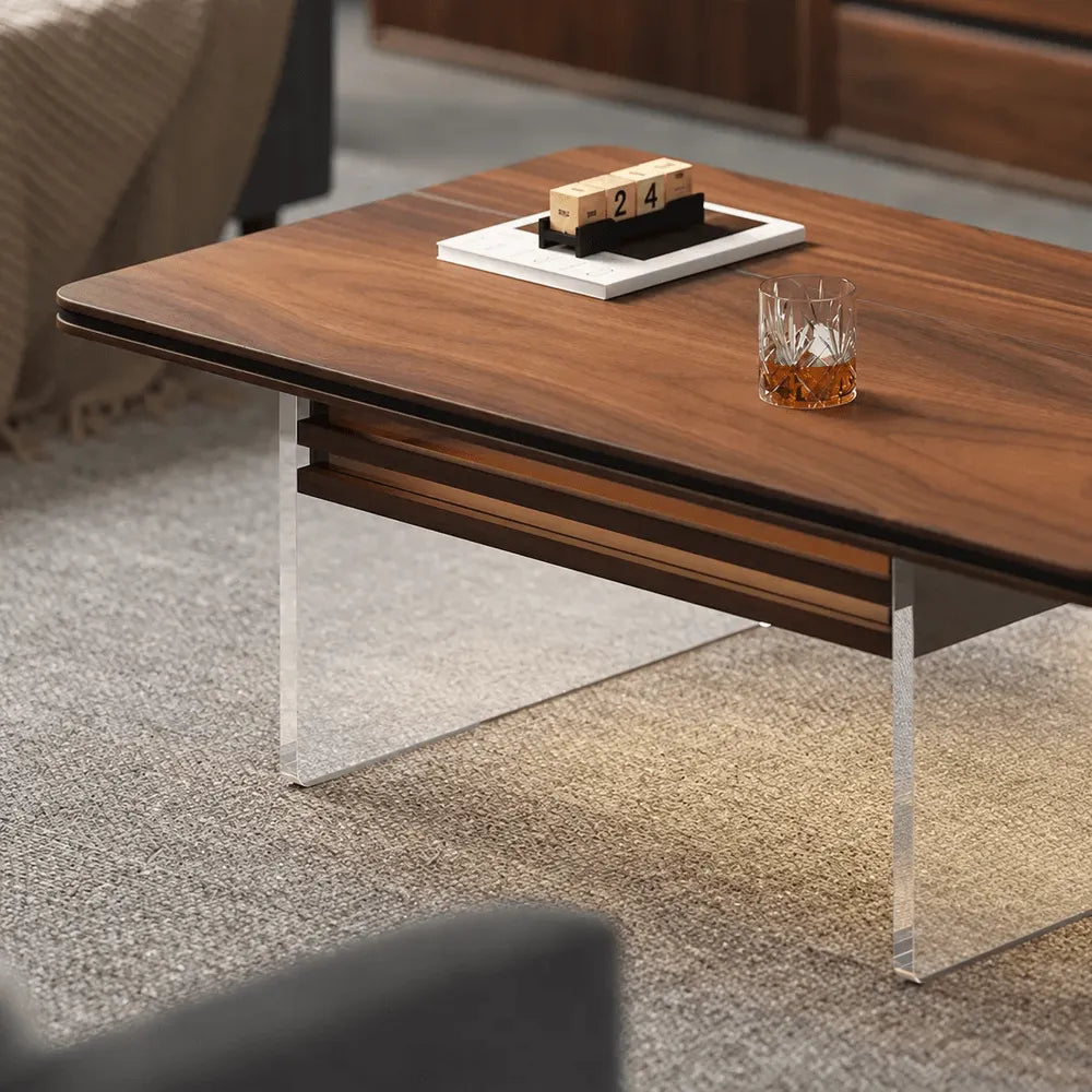 Black Walnut Lift Top Coffee Table with Drawer Storage and Dining Desk Function