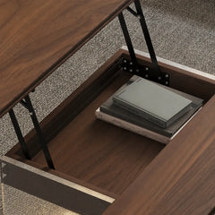 Black Walnut Lift Top Coffee Table with Drawer Storage and Dining Desk Function
