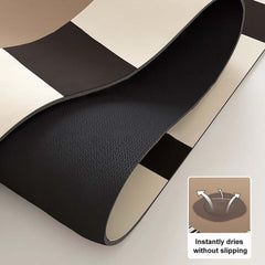 Black & White Diatom Mud Bathroom Rug Set - Abstract Ink Pattern