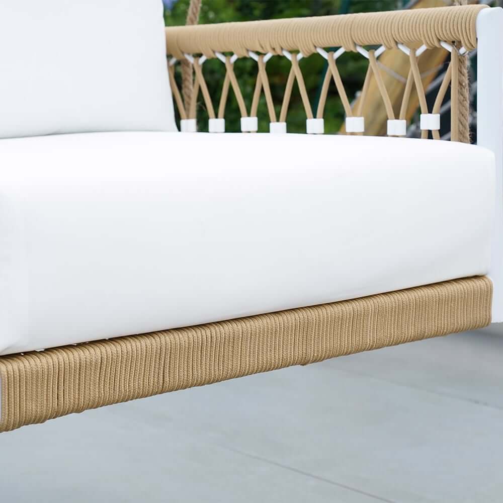 Boho 1-Seater Outdoor Swing Sofa with Handwoven Rope and Cushion