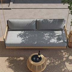 Boho 1-Seater Outdoor Swing Sofa with Handwoven Rope and Cushion